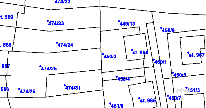 Parcela st. 450/3 v KÚ Šumburk nad Desnou, Katastrální mapa
