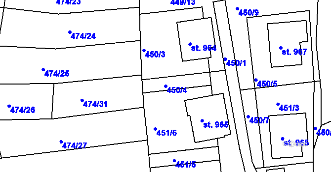 Parcela st. 450/4 v KÚ Šumburk nad Desnou, Katastrální mapa