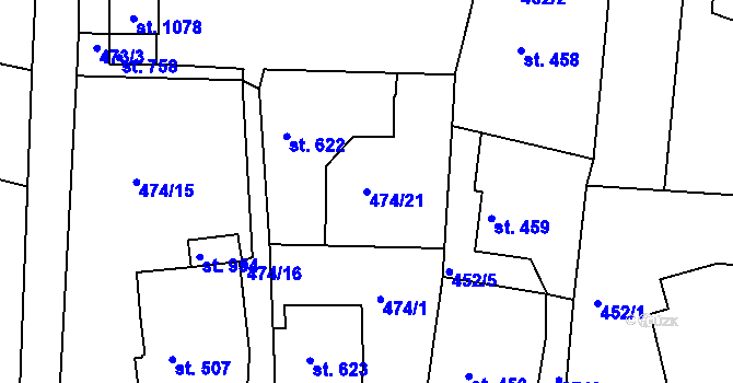 Parcela st. 474/21 v KÚ Šumburk nad Desnou, Katastrální mapa