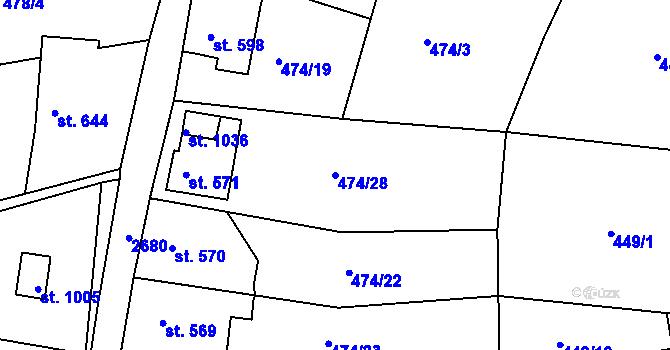 Parcela st. 474/28 v KÚ Šumburk nad Desnou, Katastrální mapa