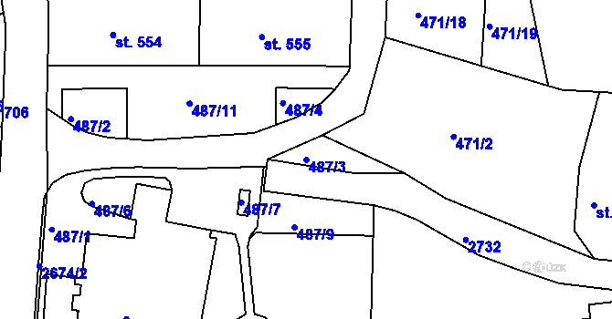 Parcela st. 487/3 v KÚ Šumburk nad Desnou, Katastrální mapa