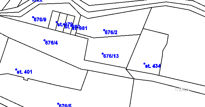 Parcela st. 676/13 v KÚ Šumburk nad Desnou, Katastrální mapa