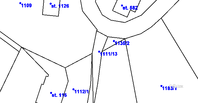 Parcela st. 1111/13 v KÚ Šumburk nad Desnou, Katastrální mapa