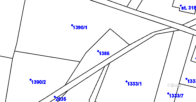 Parcela st. 1386 v KÚ Šumburk nad Desnou, Katastrální mapa