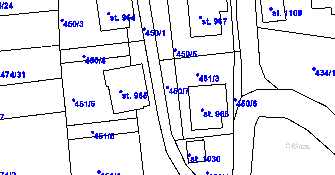 Parcela st. 450/7 v KÚ Šumburk nad Desnou, Katastrální mapa