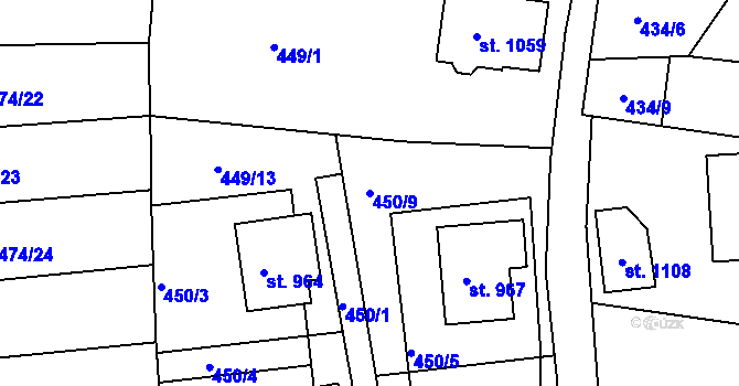 Parcela st. 450/9 v KÚ Šumburk nad Desnou, Katastrální mapa
