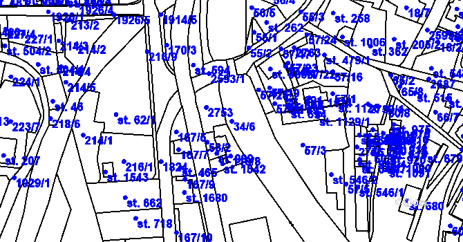 Parcela st. 34/6 v KÚ Šumburk nad Desnou, Katastrální mapa