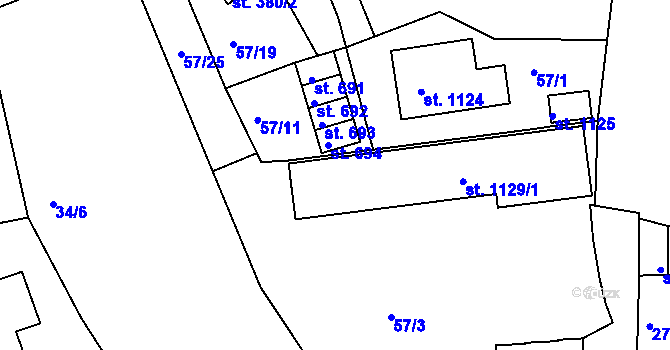 Parcela st. 1129/2 v KÚ Šumburk nad Desnou, Katastrální mapa