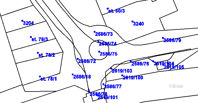 Parcela st. 2586/75 v KÚ Tasov nad Veličkou, Katastrální mapa