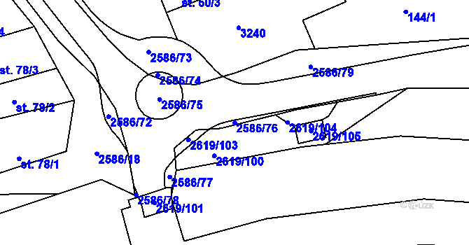 Parcela st. 2586/76 v KÚ Tasov nad Veličkou, Katastrální mapa