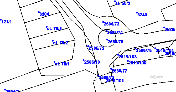 Parcela st. 2586/72 v KÚ Tasov nad Veličkou, Katastrální mapa