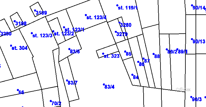 Parcela st. 323 v KÚ Tasov nad Veličkou, Katastrální mapa