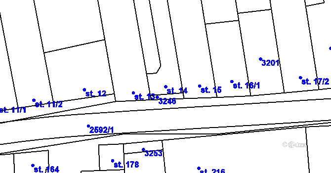 Parcela st. 14 v KÚ Tasov nad Veličkou, Katastrální mapa