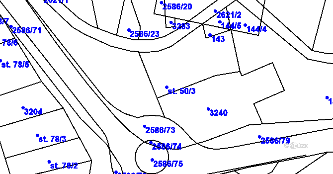 Parcela st. 50/3 v KÚ Tasov nad Veličkou, Katastrální mapa