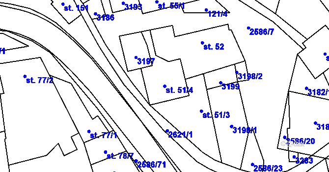 Parcela st. 51/4 v KÚ Tasov nad Veličkou, Katastrální mapa