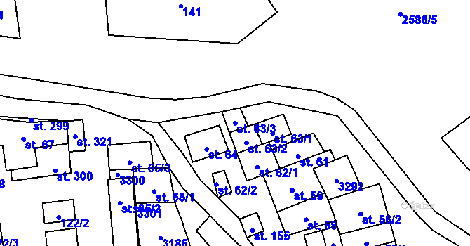 Parcela st. 63/3 v KÚ Tasov nad Veličkou, Katastrální mapa