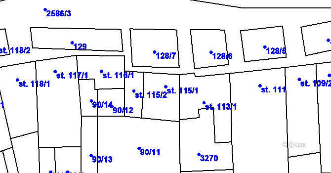Parcela st. 115/1 v KÚ Tasov nad Veličkou, Katastrální mapa