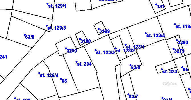 Parcela st. 123/3 v KÚ Tasov nad Veličkou, Katastrální mapa