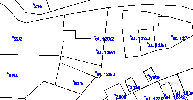 Parcela st. 129/1 v KÚ Tasov nad Veličkou, Katastrální mapa