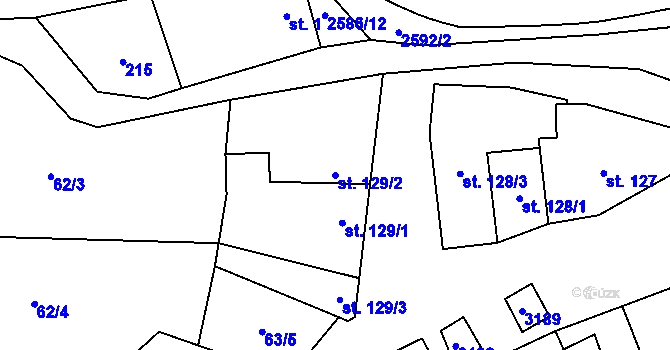 Parcela st. 129/2 v KÚ Tasov nad Veličkou, Katastrální mapa