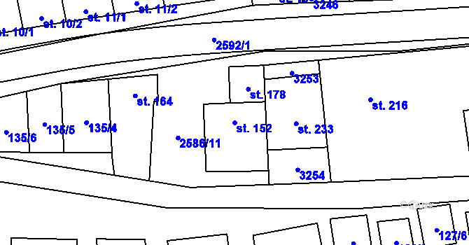 Parcela st. 152 v KÚ Tasov nad Veličkou, Katastrální mapa