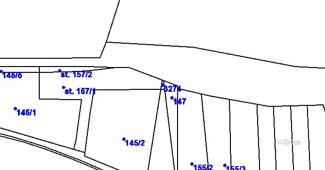 Parcela st. 157/3 v KÚ Tasov nad Veličkou, Katastrální mapa