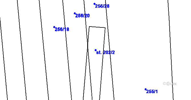 Parcela st. 202/2 v KÚ Tasov nad Veličkou, Katastrální mapa