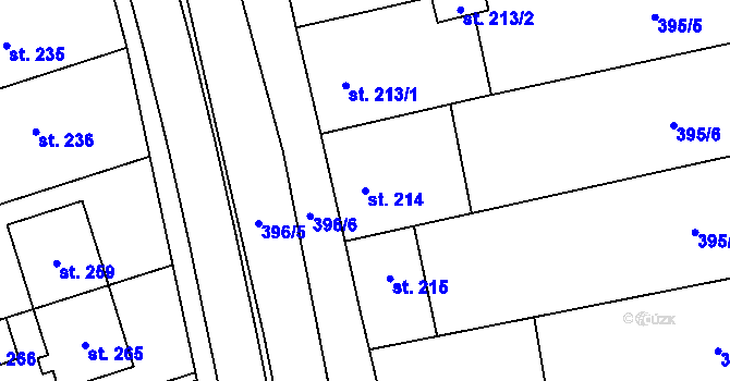 Parcela st. 214 v KÚ Tasov nad Veličkou, Katastrální mapa