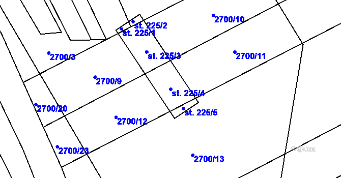 Parcela st. 225/4 v KÚ Tasov nad Veličkou, Katastrální mapa