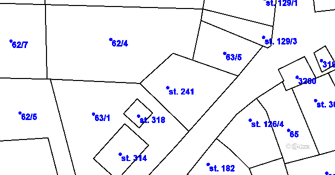 Parcela st. 241 v KÚ Tasov nad Veličkou, Katastrální mapa