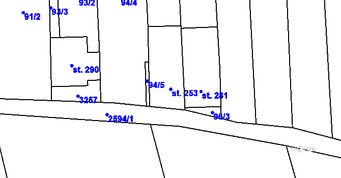 Parcela st. 253 v KÚ Tasov nad Veličkou, Katastrální mapa