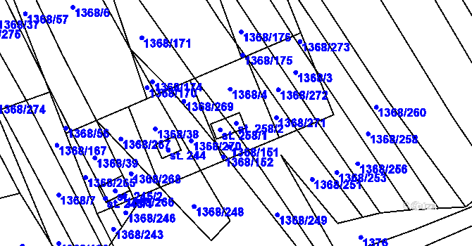 Parcela st. 258/2 v KÚ Tasov nad Veličkou, Katastrální mapa