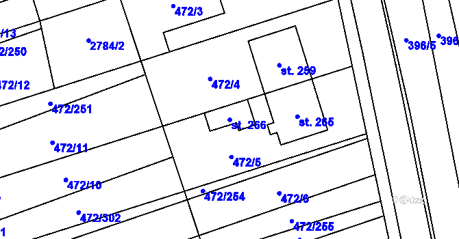 Parcela st. 266 v KÚ Tasov nad Veličkou, Katastrální mapa