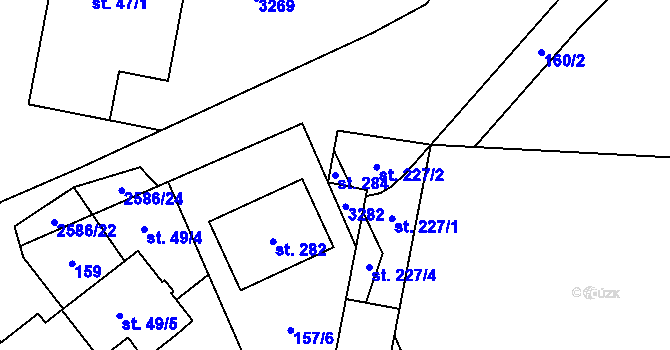 Parcela st. 284 v KÚ Tasov nad Veličkou, Katastrální mapa