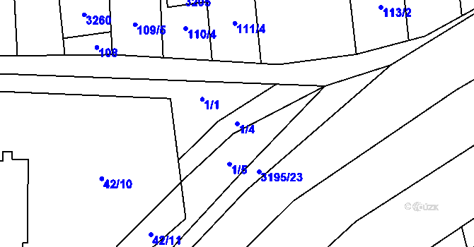 Parcela st. 1/4 v KÚ Tasov nad Veličkou, Katastrální mapa