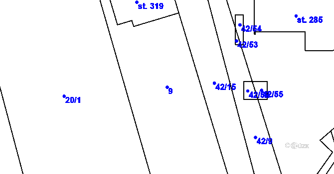 Parcela st. 9 v KÚ Tasov nad Veličkou, Katastrální mapa
