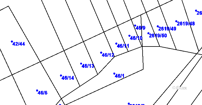 Parcela st. 46/12 v KÚ Tasov nad Veličkou, Katastrální mapa