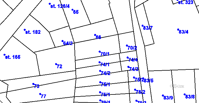 Parcela st. 70/1 v KÚ Tasov nad Veličkou, Katastrální mapa