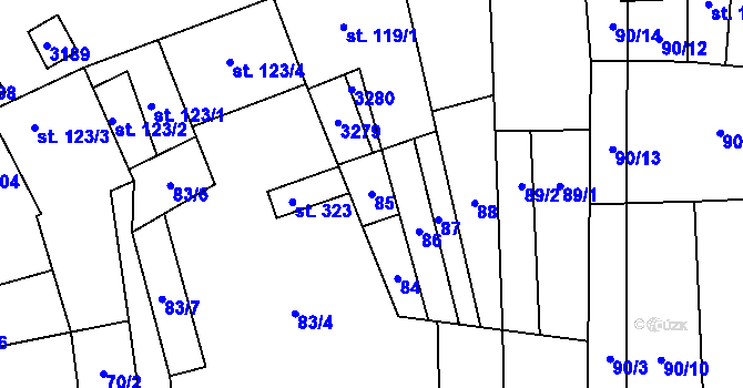 Parcela st. 85 v KÚ Tasov nad Veličkou, Katastrální mapa
