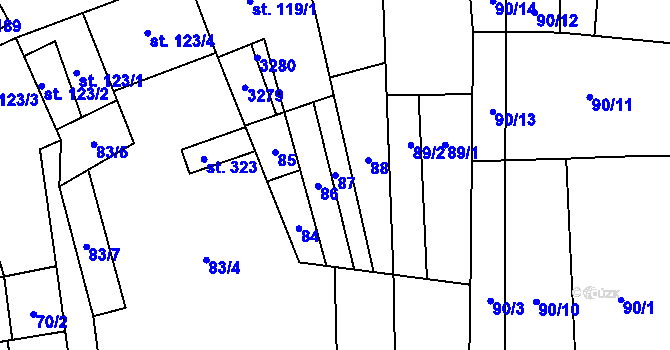 Parcela st. 87 v KÚ Tasov nad Veličkou, Katastrální mapa