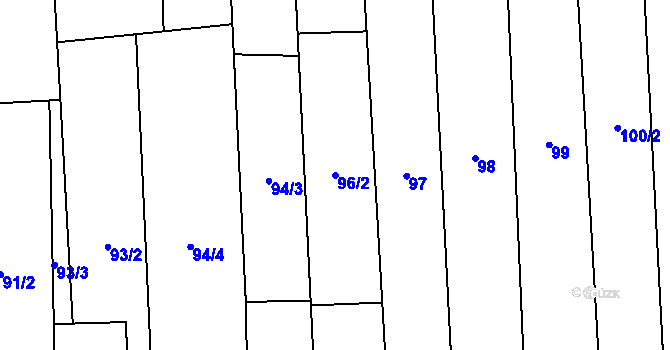Parcela st. 96/2 v KÚ Tasov nad Veličkou, Katastrální mapa