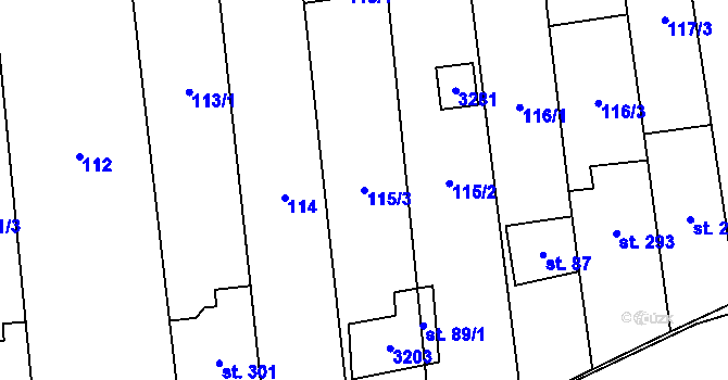 Parcela st. 115/3 v KÚ Tasov nad Veličkou, Katastrální mapa