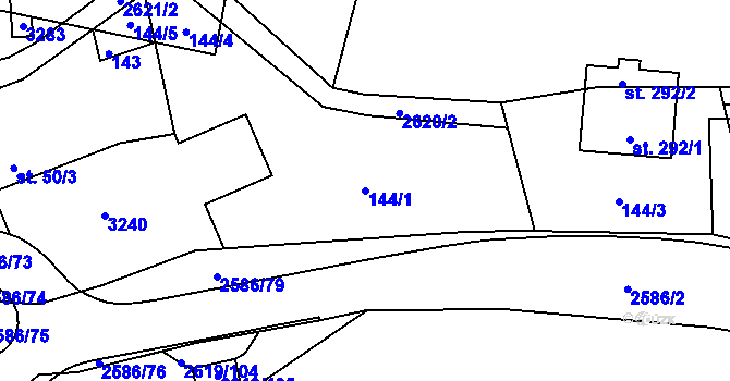 Parcela st. 144/1 v KÚ Tasov nad Veličkou, Katastrální mapa