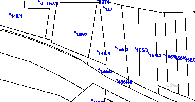 Parcela st. 145/4 v KÚ Tasov nad Veličkou, Katastrální mapa