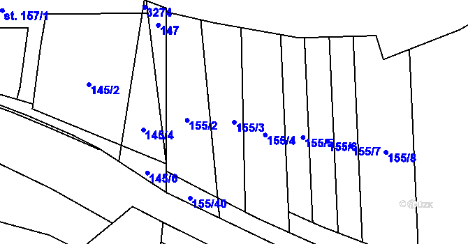 Parcela st. 155/3 v KÚ Tasov nad Veličkou, Katastrální mapa