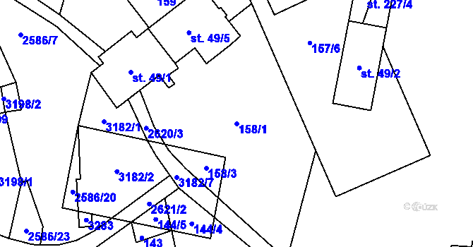 Parcela st. 158/1 v KÚ Tasov nad Veličkou, Katastrální mapa