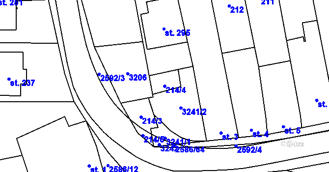 Parcela st. 214/4 v KÚ Tasov nad Veličkou, Katastrální mapa