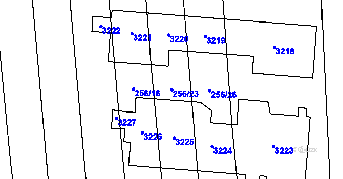 Parcela st. 256/23 v KÚ Tasov nad Veličkou, Katastrální mapa