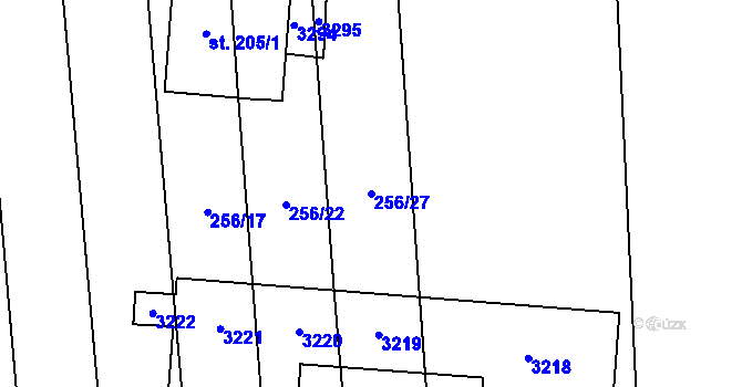Parcela st. 256/27 v KÚ Tasov nad Veličkou, Katastrální mapa