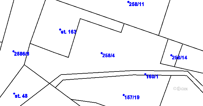 Parcela st. 258/4 v KÚ Tasov nad Veličkou, Katastrální mapa